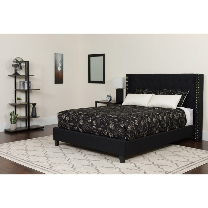 Flash Furniture Riverdale Twin Size Tufted Upholstered Platform Bed with Pocket Spring Mattress