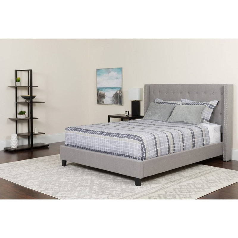 Flash Furniture Riverdale Twin Size Tufted Upholstered Platform Bed with Pocket Spring Mattress