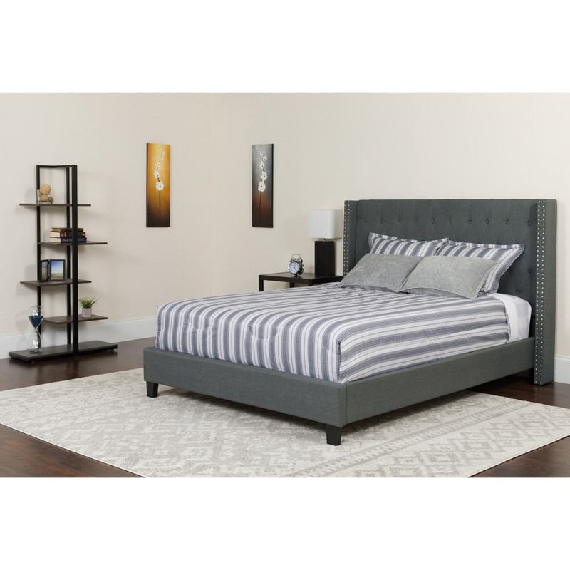 Flash Furniture Riverdale Twin Size Tufted Upholstered Platform Bed with Pocket Spring Mattress