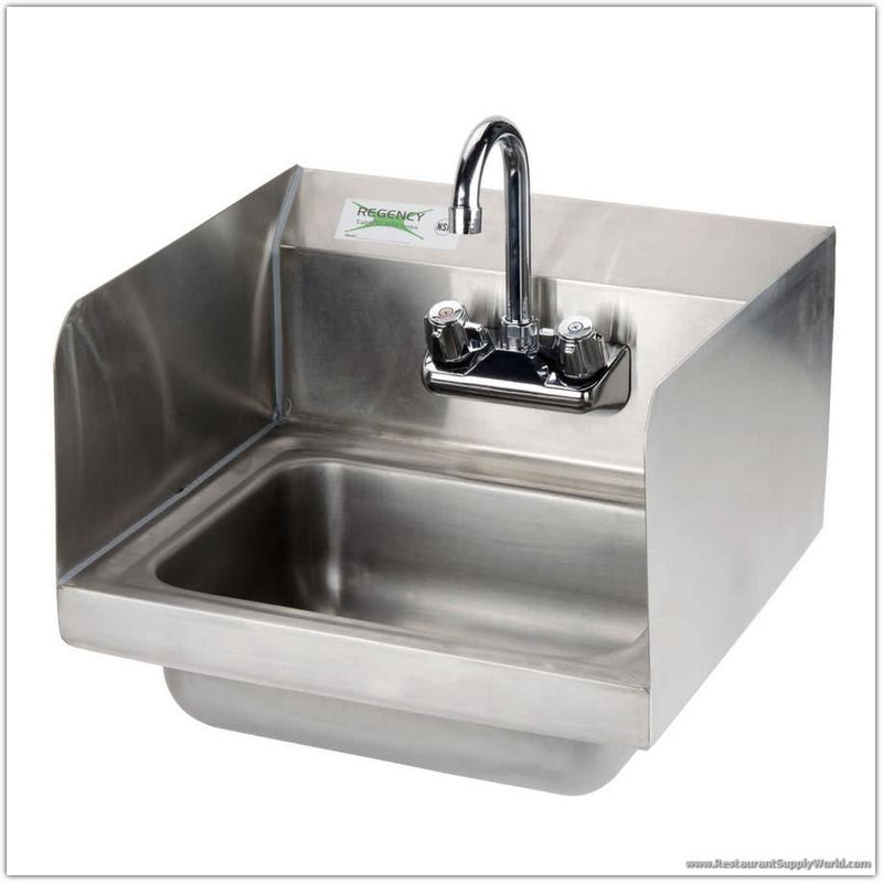 16" Commercial Stainless Steel Hand Sink w/Side Splashes