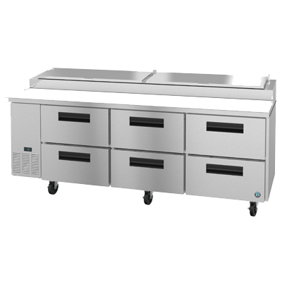 Hoshizaki Stainless Steel Three Section Six Drawer 93" Pizza Prep Table
