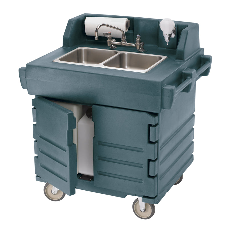 Cambro KSC402-191 Granite Gray 2 Compartment 110 Volt Portable Hand Sink Cart
