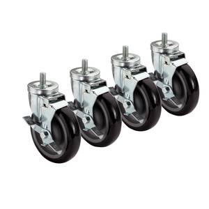 3" Screw-In Rubber Casters for Wire Shelving (Set of 4, 2 Locking) PLCB3b