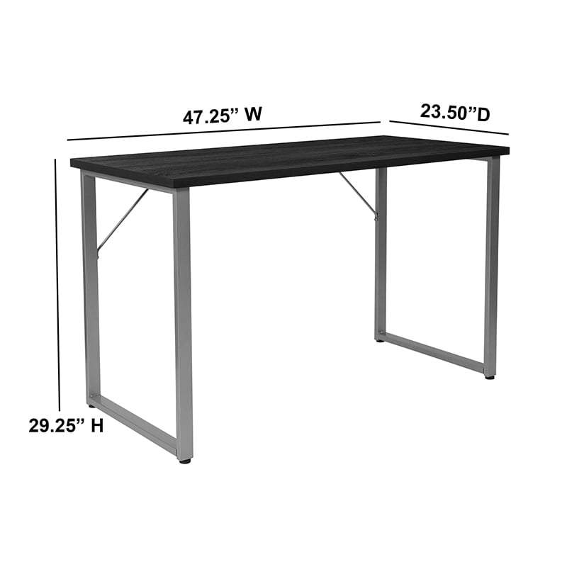 Harvey Black Finish Computer Desk with Silver Metal Frame by Flash Furniture