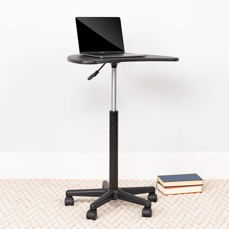 Black Sit to Stand Mobile Laptop Computer Desk