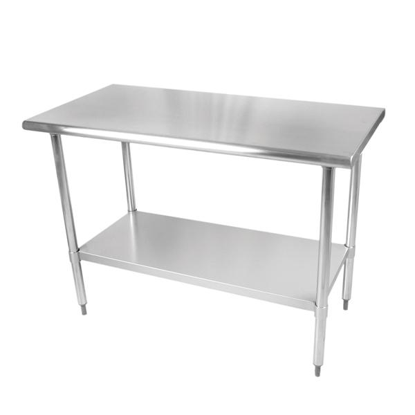 Stainless Steel Kitchen Work/Prep Tables w/Galvanized Under Shelf, Bull-Nose