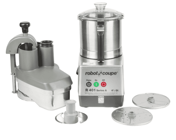 Robot Coupe R401 Combination Continuous Feed Food Processor with 4.5 Qt. Stainless Steel Bowl - 1 1/2 hp