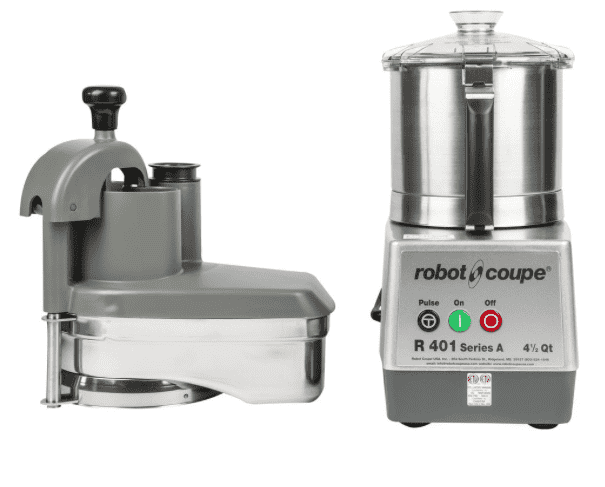 Robot Coupe R401 Combination Continuous Feed Food Processor with 4.5 Qt. Stainless Steel Bowl - 1 1/2 hp