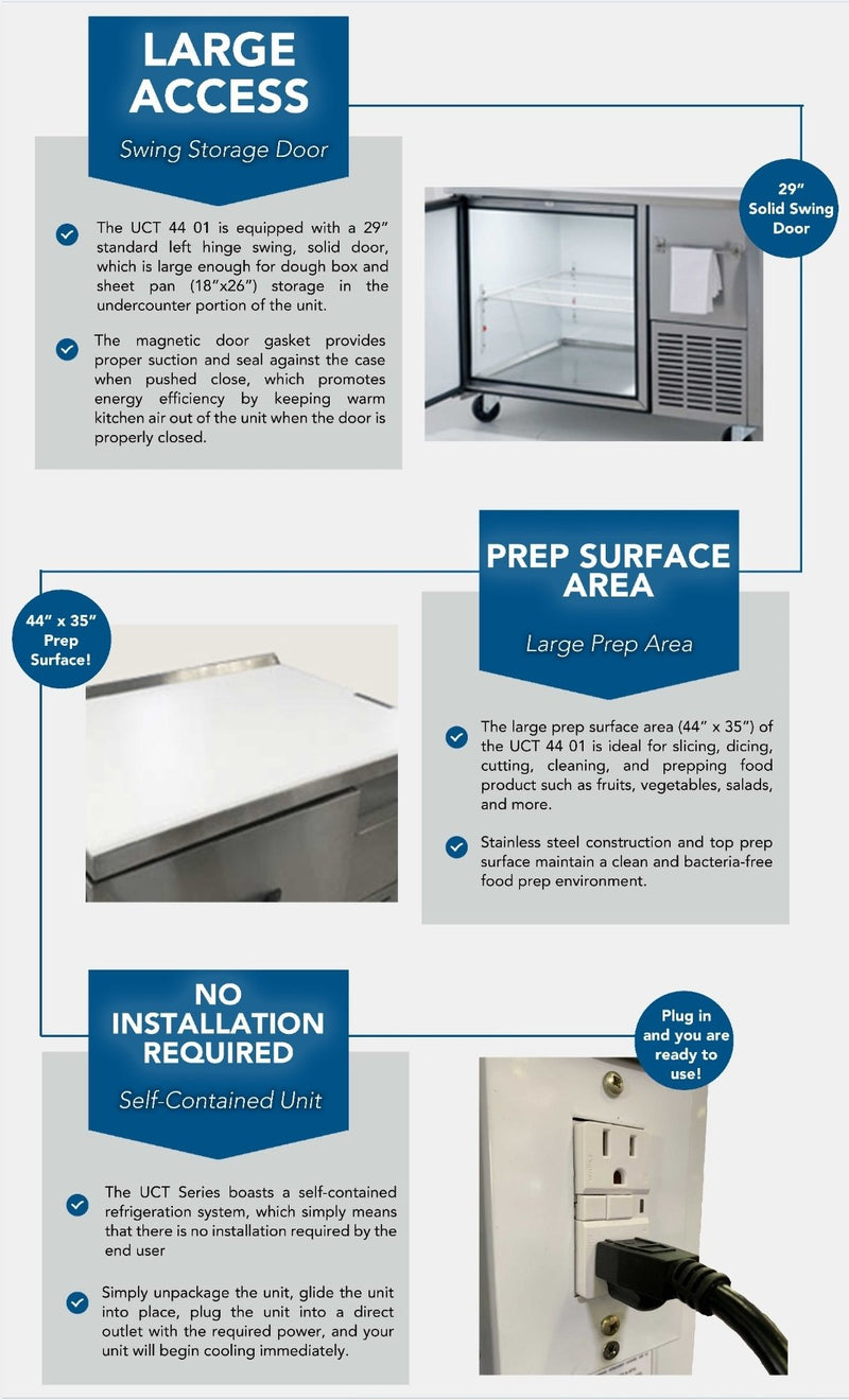 Pro-Kold UCT-44-01 Single Door 44" Refrigerated Work Table