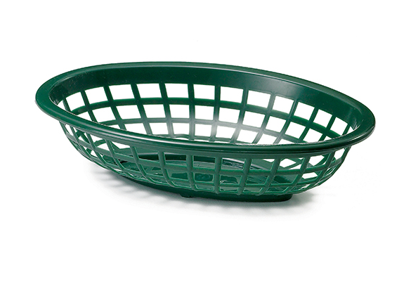 Tablecraft 1071FG 8" Oval Forrest Green Plastic Basket