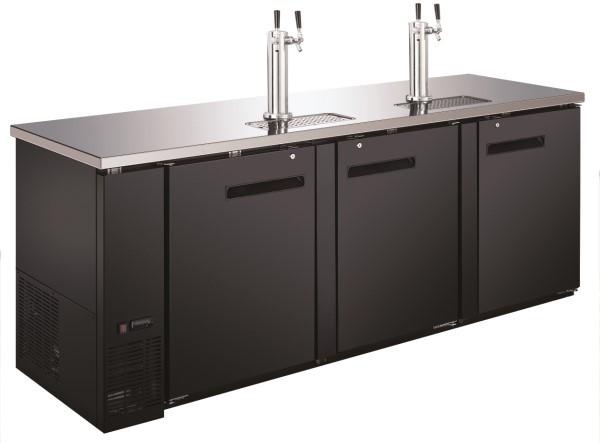Adcraft USBD-9028/2 U-Star 90" Wide Beer Dispenser with Two Dual Tap Towers - (4) 1/2 Keg Capacity