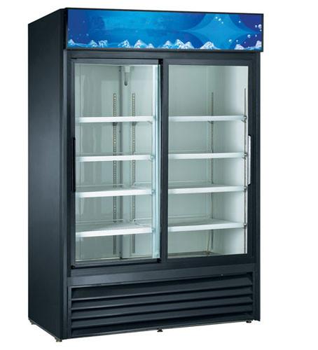 Adcraft USRFS-2D/B U-Star 2 Door Glass Merchandising Refrigerator - Black