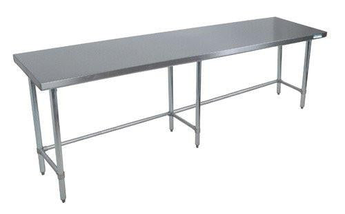 84" X 30" Stainless Steel Flat Top Open Base Work Table w/ Stainless Steel Legs