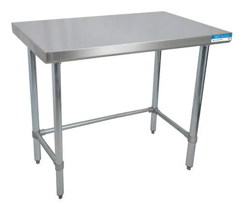 60"W x 24"D Stainless Steel Flat Top Open Base Work Table with Galvanized Legs