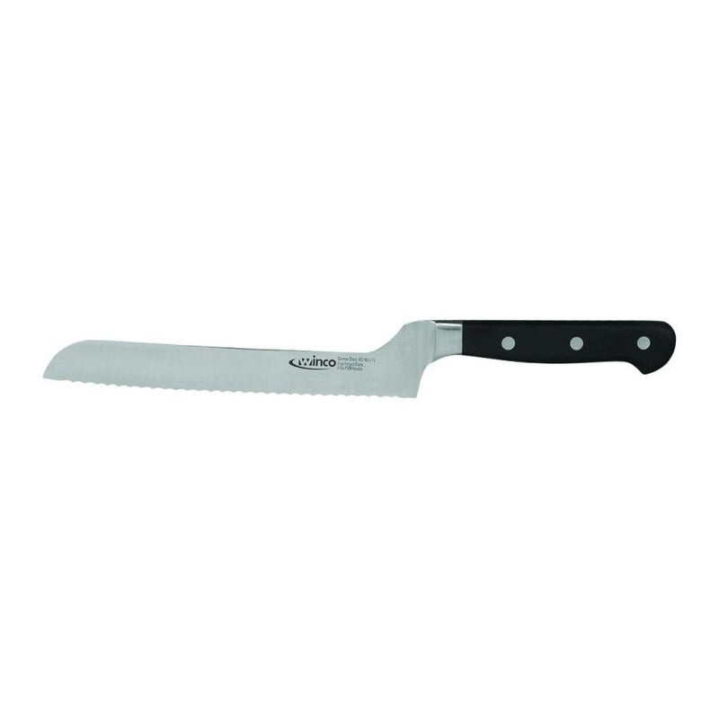 Winco KFP-83 8" Forged Carbon Steel Offset Bread Knife with POM Handle