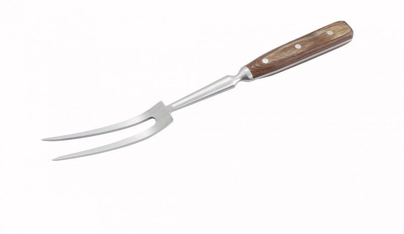 Winco KCF-14 14" Forged Cooks Fork with Riveted Wooden Handle
