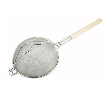 Winco MST-14D 14" Double Mesh Reinforced Bowl Strainer with Wooden Handle