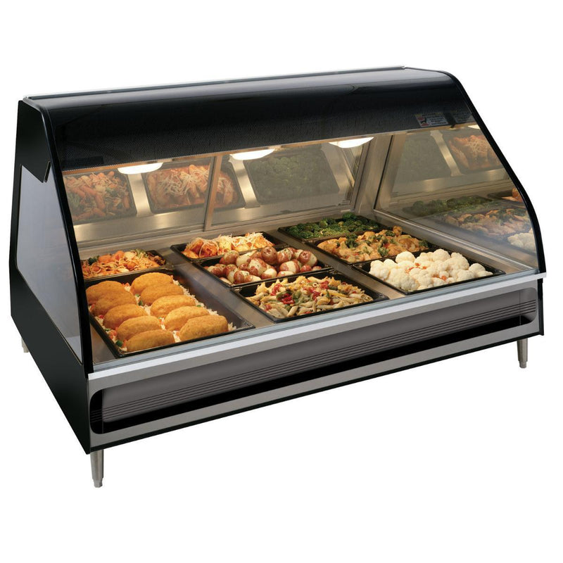 Alto-Shaam ED2-48/2S Black Two-Tiered Heated Display Case with Curved Glass - Self Service 48"