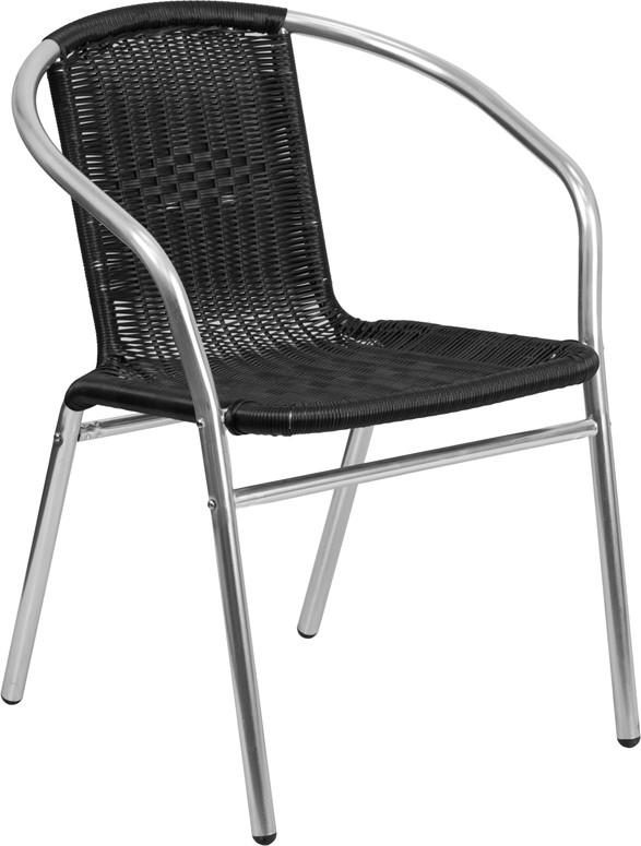 Flash Furniture Aluminum And Rattan Commercial Indoor-Outdoor Restaurant Stack Chair - Set of 2
