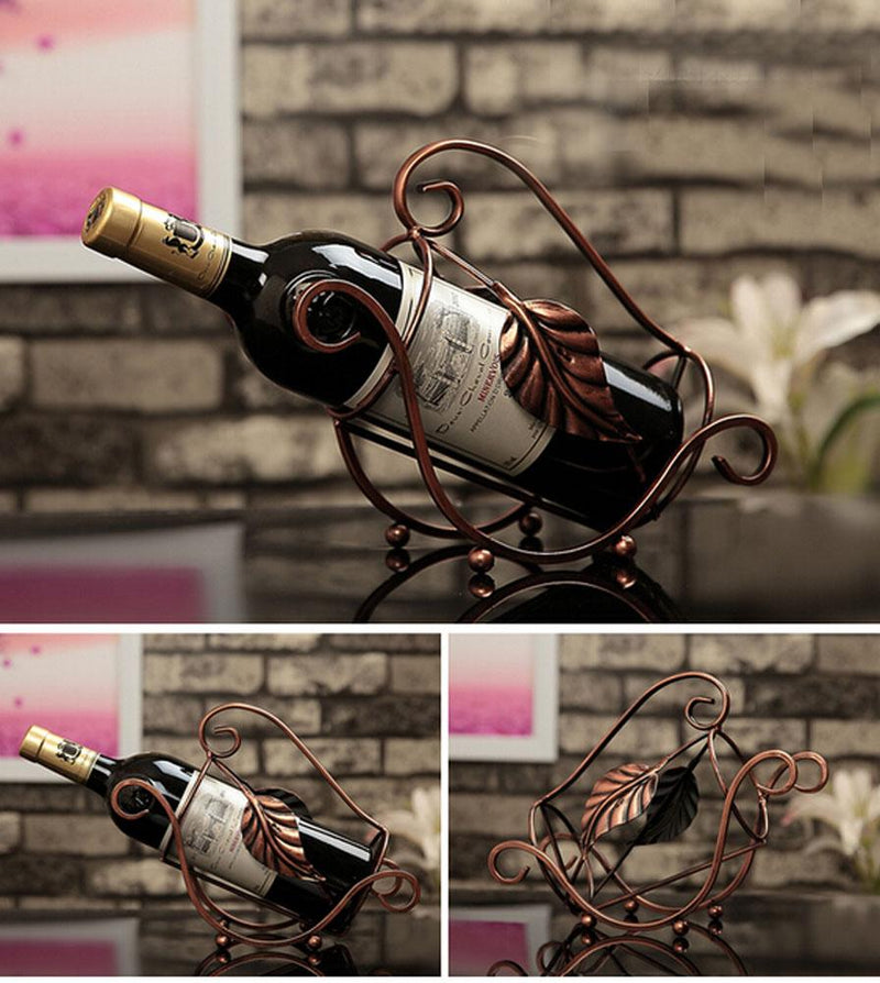 [Leaves of love] Bronze Elegant Wine Rack Storage Organizer Display Holder Stand