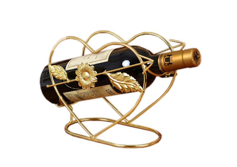 [Heart-shaped] Elegant Wine Rack Storage Organizer Display Holder Golden