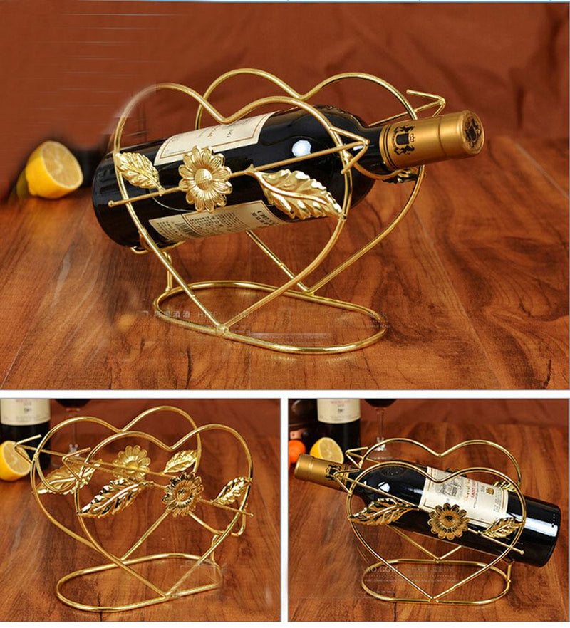 [Heart-shaped] Elegant Wine Rack Storage Organizer Display Holder Golden