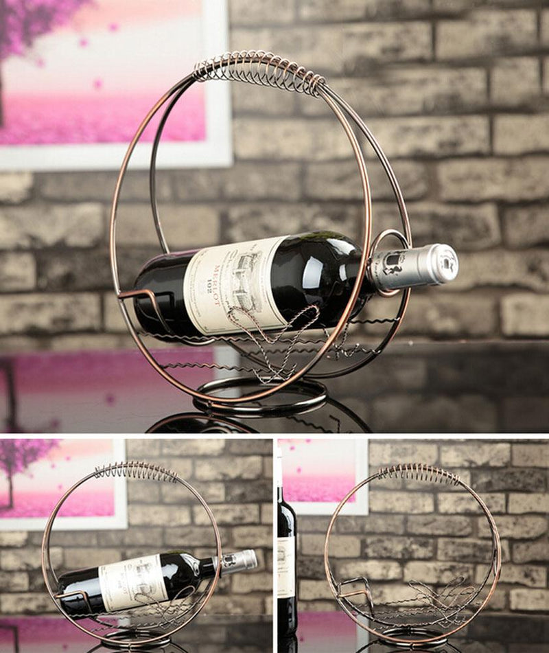 [Roundness] Ironwork Creative Wine Rack Storage Organizer Display Holder Bronze