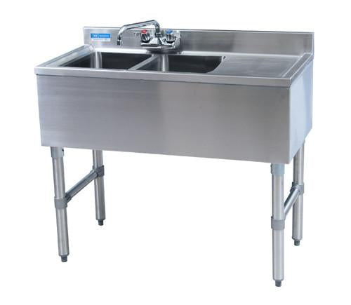 BK Resources BKUBW-236RS Two Compartment 36" Slim-Line Underbar Sink with Right Drainboard