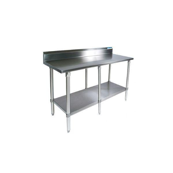 84"W x 24"D 5" Riser Stainless Steel Top Work Table w/ Galvanized legs and Undershelf