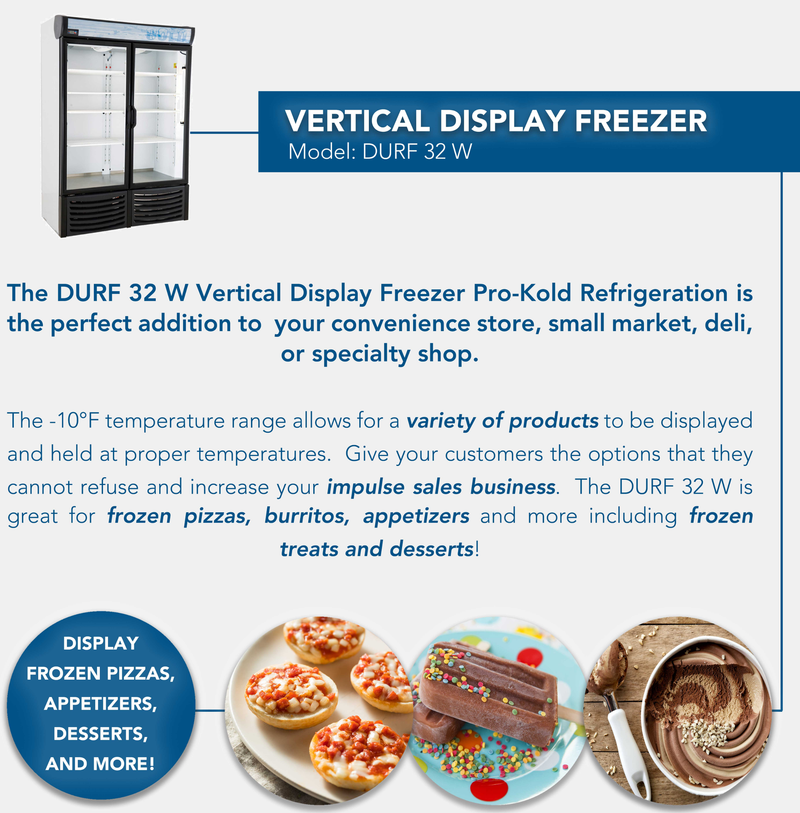 Pro-Kold DURF-32-W Double Door 54" Wide Display Freezer