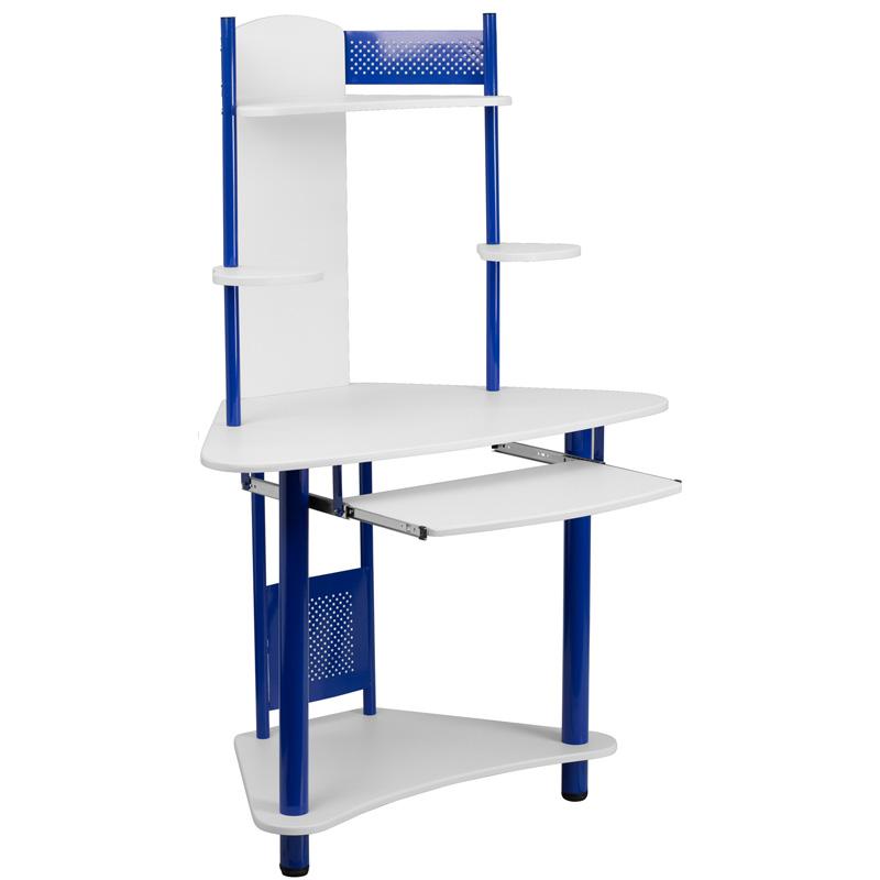 Blue Corner Computer Desk with Hutch by Flash Furniture