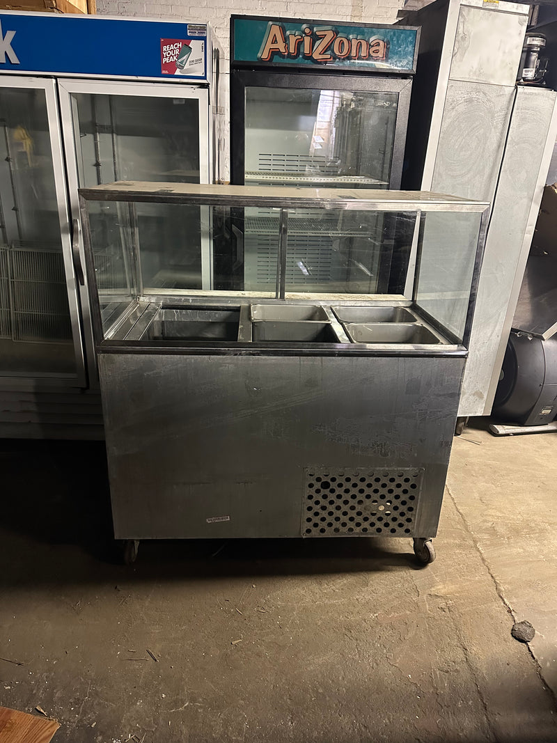 LEADER RE-85 48” GLASS TOP REFRIGERATED PREP TABLE USED