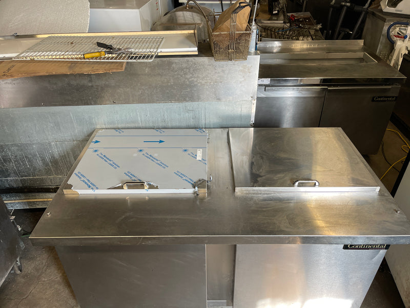 CONTINENTAL SW60 60” PAN RAIL REFRIGERATED PREP TABLE USED
