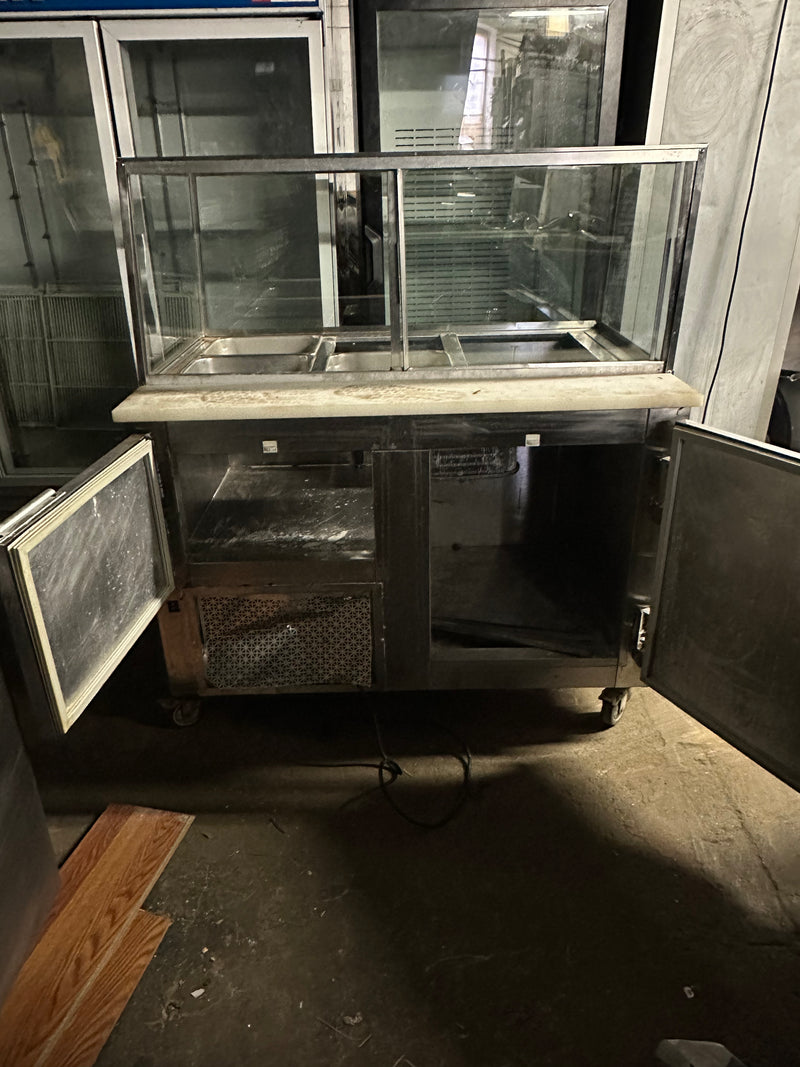 LEADER RE-85 48” GLASS TOP REFRIGERATED PREP TABLE USED