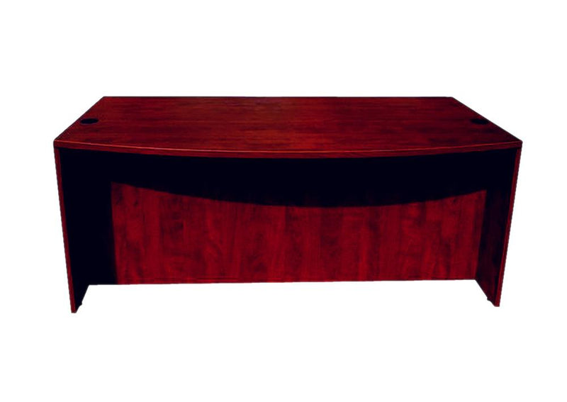 Boss Office Furniture Bow Front Desk Shell, Mahogany 71"Wx36/41"Dx295"H