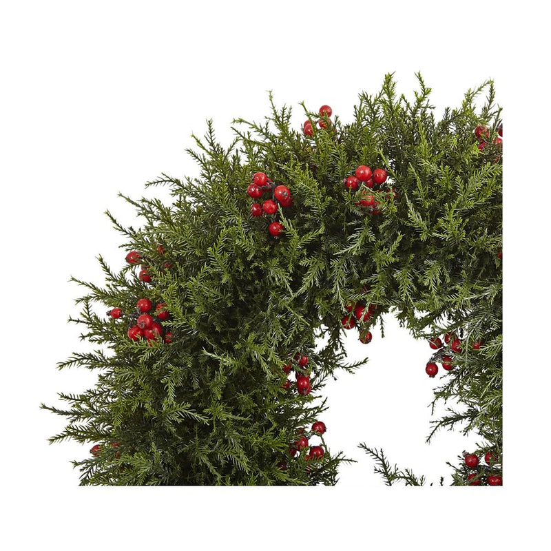 Nearly Natural 20" Cedar Berry Wreath