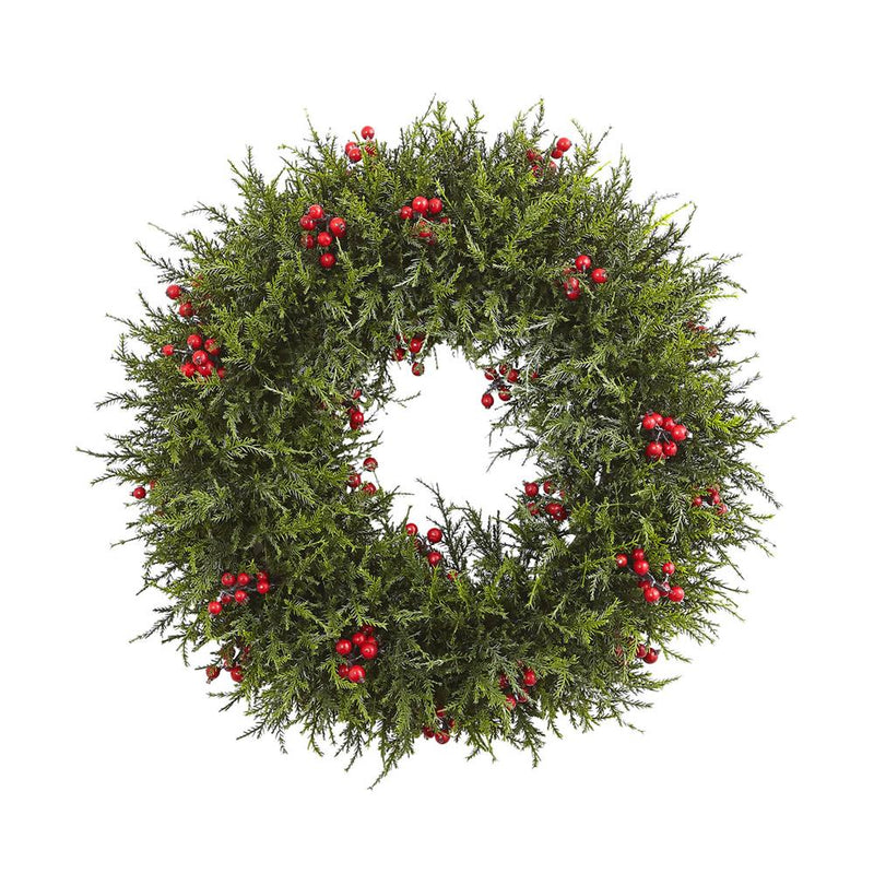 Nearly Natural 20" Cedar Berry Wreath