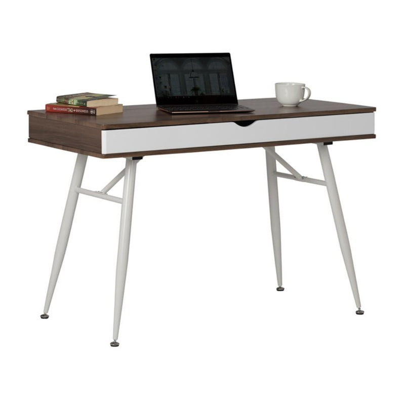 Calico Designs Alcove Split Drawer Desk with Device Storage - White/Chestnut