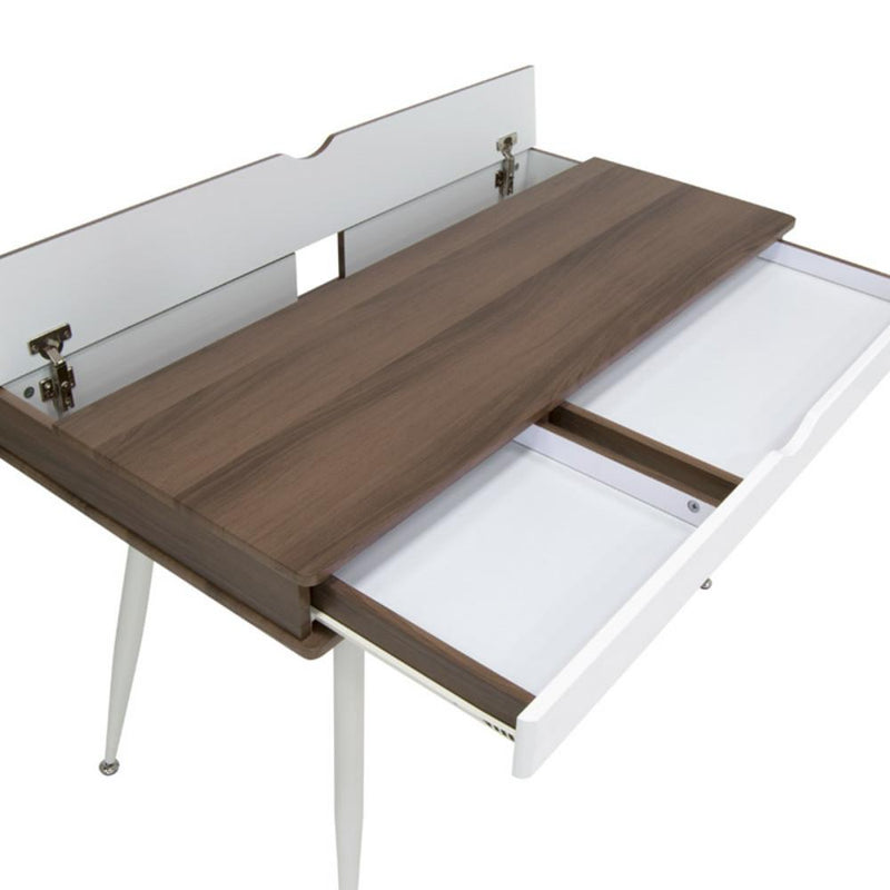 Calico Designs Alcove Split Drawer Desk with Device Storage - White/Chestnut