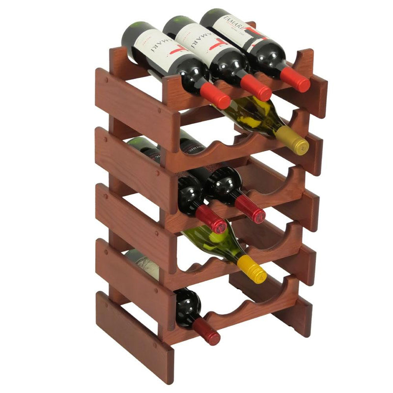 Wooden Mallet 15 Bottle Dakota Wine Rack Mahogany