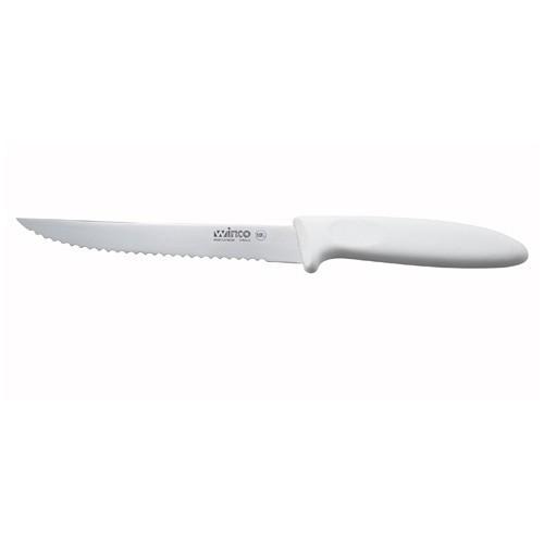 Winco KWH-2 5-1/2" Serrated Edge Utility Knife with Easy Grip Plastic Handle