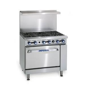 Imperial Range IR-6 36" Restaurant Range with 6 Open Gas Burners and Standard Oven