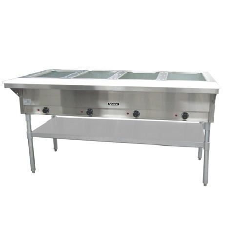 Adcraft ST-240/4 64" Stainless Steel Electric 4 Open Well Steam Table with Cutting Board