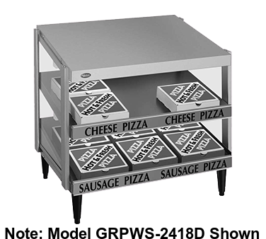 Hatco Glo-Ray® Pass-Thru Countertop 36" x 24" Pizza Warmer Double Slant Shelf Stainless Steel & Aluminum Construction