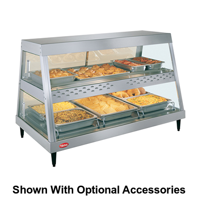 Hatco Glo-Ray® Countertop Heated Glass Display Case 45.5"W Dual Shelves Stainless Steel & Aluminum Construction