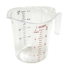 Winco PMCP-100 1 Qt Polycarbonate Measuring Cup - Quarts and Liters Marking