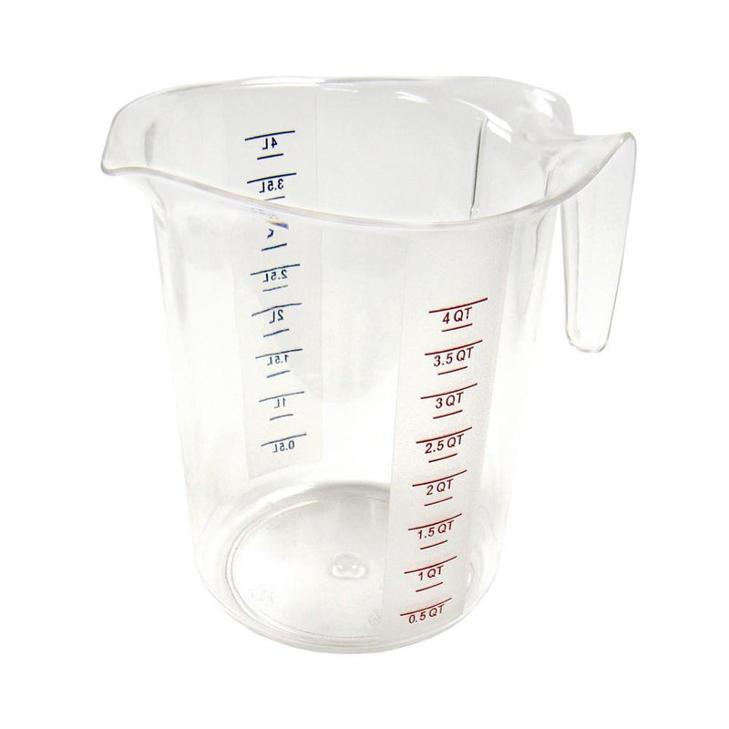 Winco PMCP-400 4 Qt Polycarbonate Measuring Cup - Quarts and Liters Marking