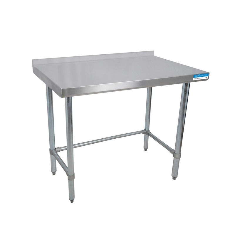 18" x 30" All Stainless Steel Open Base Work Table w/1-1/2" Backsplash