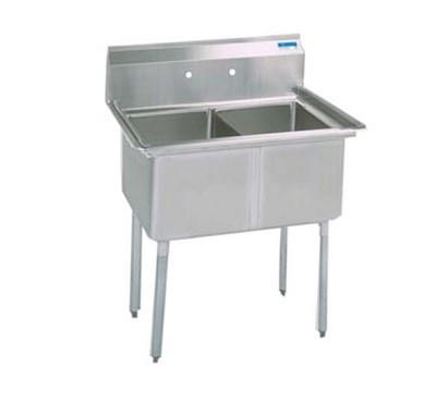 BK Resources Two Compartment Sink with No Drainboard - 18" x 18" Compartment