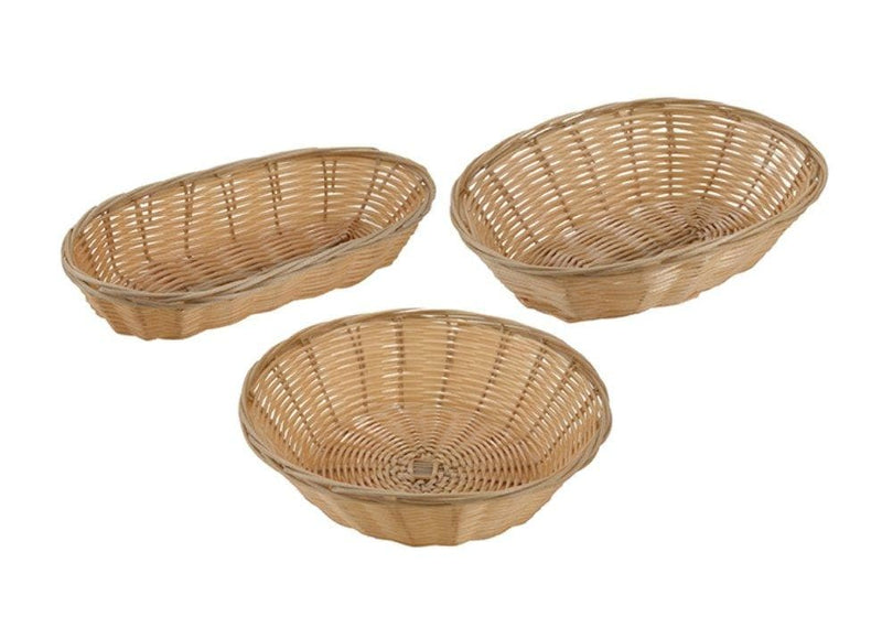 Winco Tan Poly Woven Baskets (Pack of 12) - Various Sizes